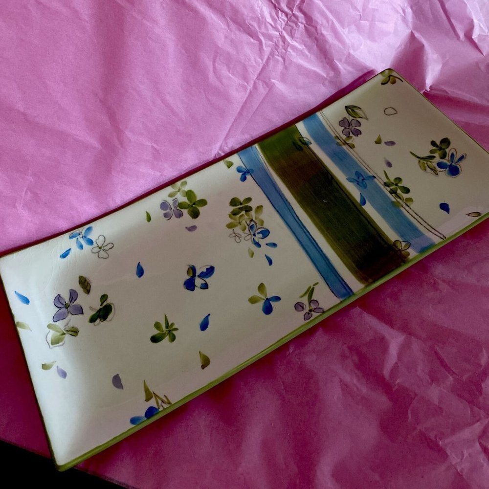 DEMDACO Serving Tray "Tracings" Green Cottage Farmhouse Chic Dining Vanity​